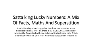 Satta king Lucky Numbers