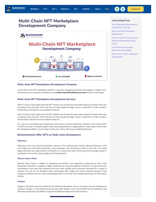 Multi-Chain NFT Marketplace Development Company - Blockchain Technologies