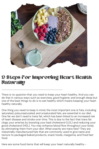 9 Steps For Improving Heart Health Naturally Mohit Bansal Chandigarh