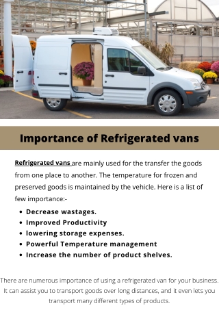 Importance of Refrigerated vans