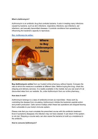 Where to Buy Azithromycin Online