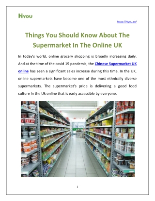 Things You Should Know About The Supermarket In The Online UK