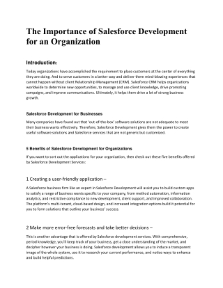 The Importance of Salesforce Development for an Organization