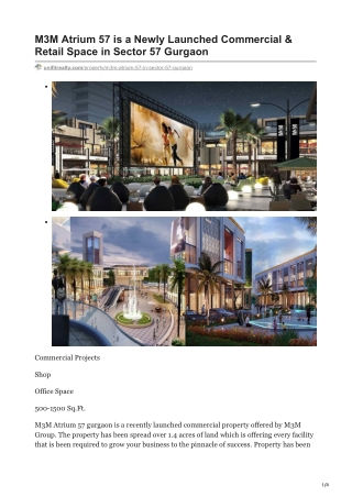 M3M Atrium 57 in Sector 57 Gurgaon