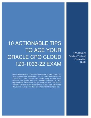 10 Actionable Tips to Ace Your Oracle CPQ Cloud 1Z0-1033-22 Exam