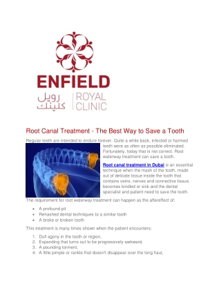 Root Canal Treatment - The Best Way to Save a Tooth