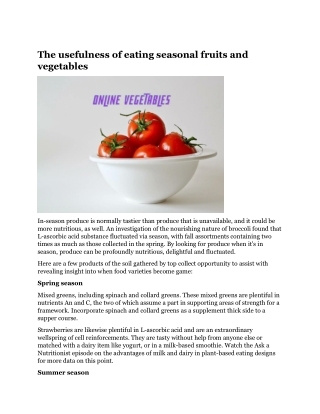 The usefulness of eating seasonal fruits and vegetables