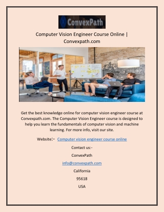 Computer Vision Engineer Course Online Convexpath