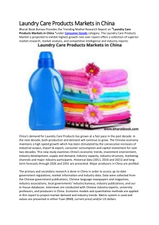 Laundry Care Products Markets in China