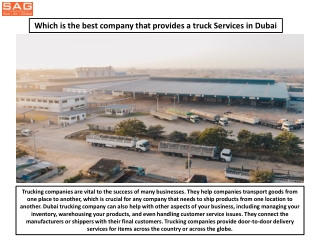 Which is the best company that provides a truck Services in Dubai