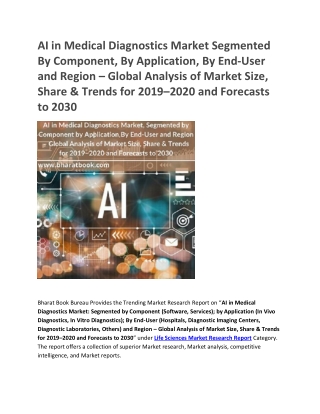 AI in Medical Diagnostics Market, Global Analysis of Market Size, Share & Trends for 2019–2020 and Forecasts to 2030