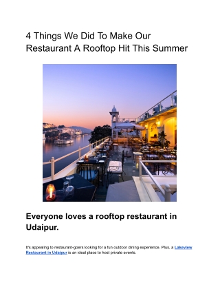 4 Things We Did To Make Our Restaurant A Rooftop Hit This Summer