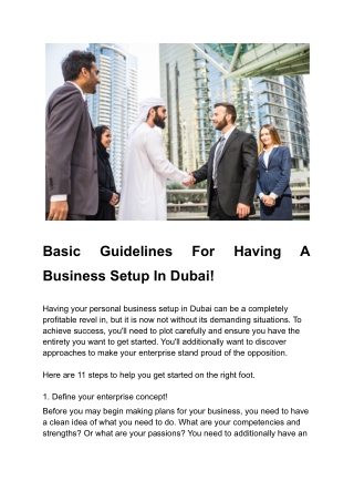 Basic Guidelines For Having A Business Setup In Dubai