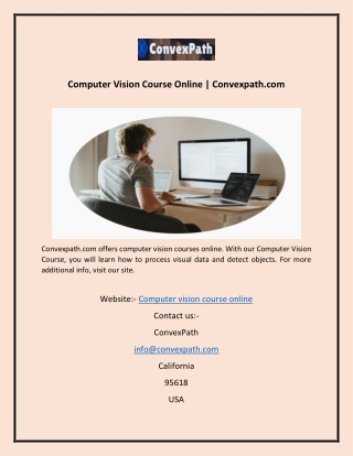 Computer Vision Course Online  Convexpath