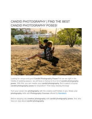 Best Candid Photography Poses- By Hamstech Courses