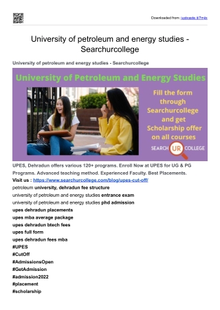 University of petroleum and energy studies - Searchurcollege