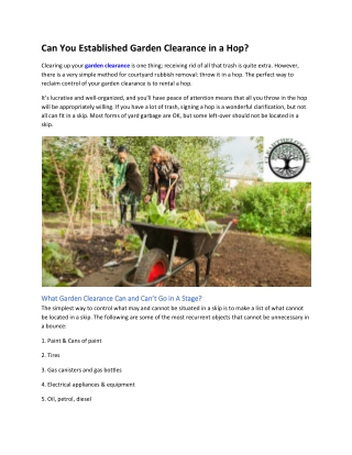 Can You Established Garden Clearance in a Hop