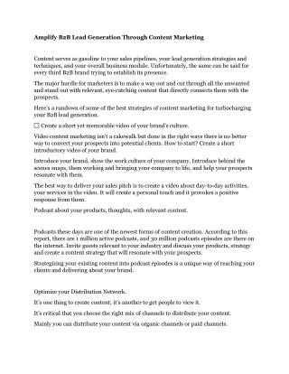 Amplify B2B Lead Generation Through Content Marketing