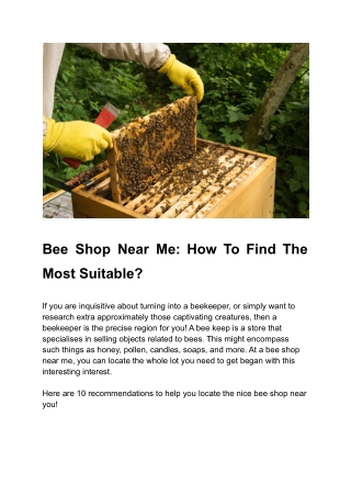 Bee Shop Near Me_ How To Find The Most Suitable