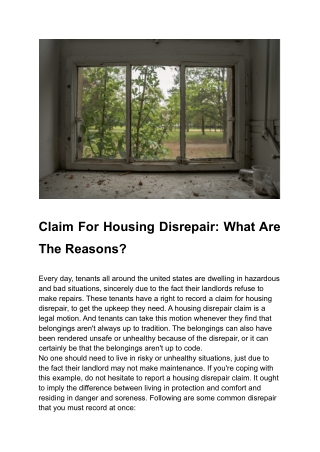 Claim For Housing Disrepair_ What Are The Reasons