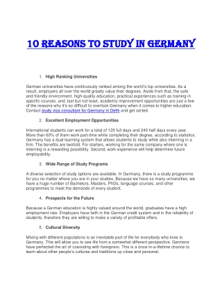10 Reasons to Study in Germany