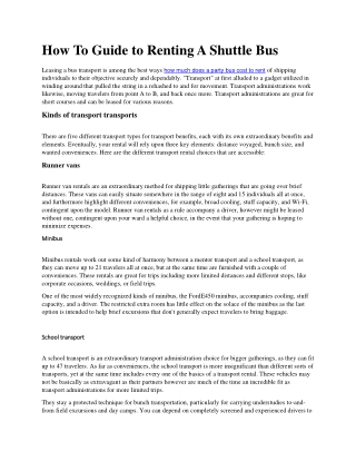 How To Guide to Renting A Shuttle Bus