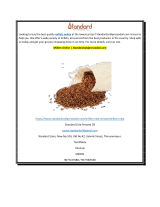 Millets Online  Standardcoldpressedoil.com