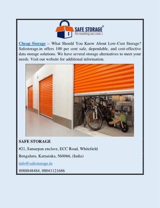 Cheap Storage | Safestorage.in