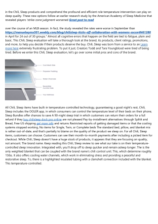 Chilisleep™ Announces Sleep Tech Collaboration With ...