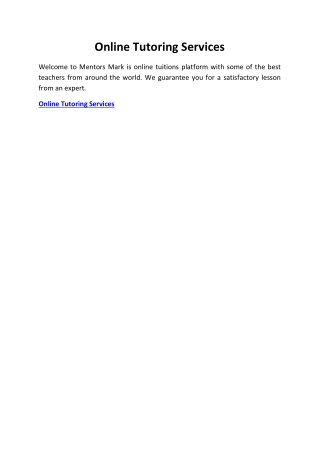 Online Tutoring Services