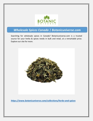Wholesale Spices Canada | Botanicuniverse.com