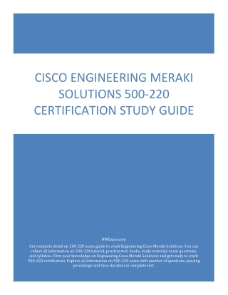 Cisco Engineering Meraki Solutions 500-220 Certification Study Guide PDF