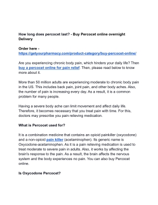_How long does percocet last_ - Buy Percocet online overnight  Delivery