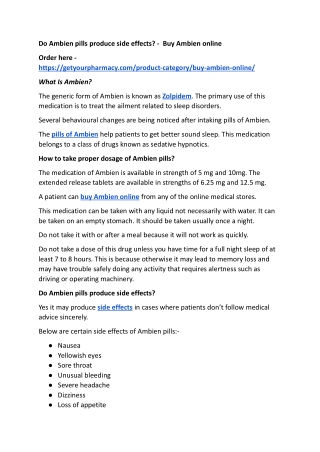 Do Ambien pills produce side effects_ -  Buy Ambien online
