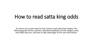 How to read satta king odds