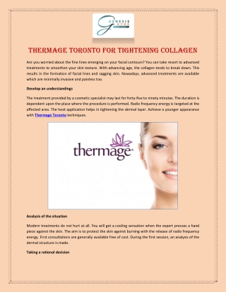 Thermage Toronto for Tightening Collagen