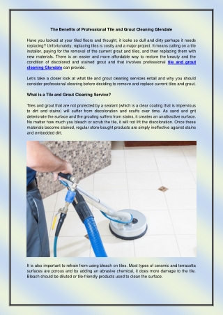 The Benefits of Professional Tile and Grout Cleaning Glendale