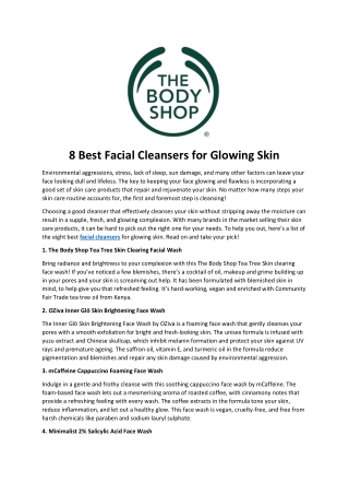 8 Best Facial Cleansers for Glowing Skin