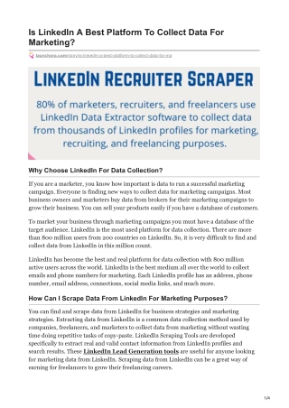 Is LinkedIn A Best Platform To Collect Data For Marketing