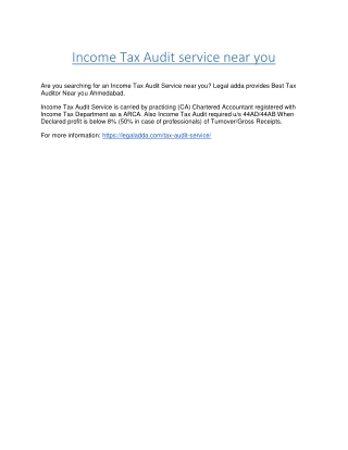 Income Tax Audit service near you