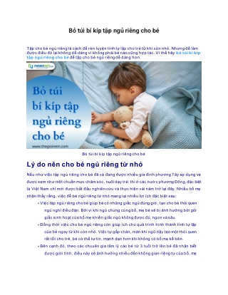 Bỏ túi bí kíp tập ngủ riêng cho bé