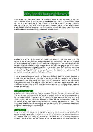 Why Ipad Charging Slowly