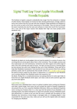 Signs That Say Your Apple MacBook Needs Repairs