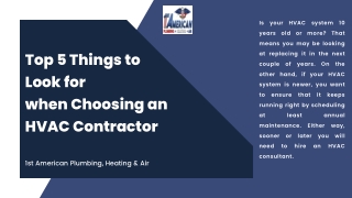 Top 5 Things to Look for when Choosing an HVAC Contractor