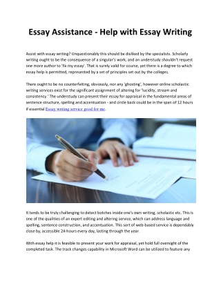 Essay Assistance - Help With Essay Writing