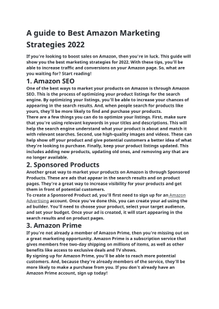 A guide to Best Amazon Marketing Strategies 2022