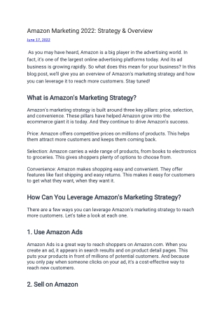 Amazon Marketing 2022-Strategy & Overview