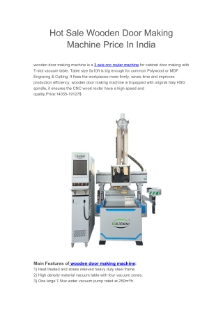 High Speed Wooden Door Design Making Machine Price
