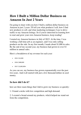 How I Built a Million Dollar Business on Amazon In Just 2 Years