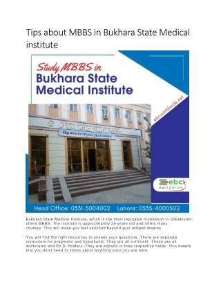Tips about MBBS in Bukhara State Medical institute